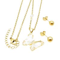 Schmuckset Schmetterling mit Kristallen Edelstahl Damen kristallklar