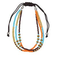 Armband Perlen Boho -Style aus Nylon Unisex  orange-blau-gold-braun