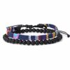 Doppel-Armband Lava-Perlen Ethno-Style "Dunkelblau" Unisex