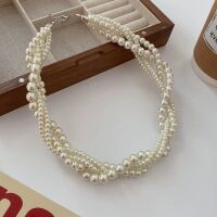 Choker Halskette geflochtene Perlen Karabiner-Verschluss...