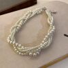 Choker Halskette geflochtene Perlen Karabiner-Verschluss für Damen