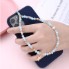 Handy-Kette Schwarz Lanyard Perlen und Sterne Nylonband Damen