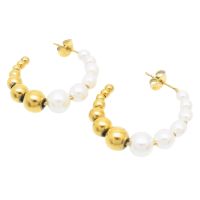 Halbcreolen Boho Style mit Perlen gold aus Edelstahl Damen