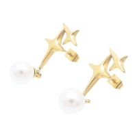 Ohrstecker Sterne mit Perlen-Anhänger gold aus...