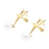 Ohrstecker Sterne mit Perlen-Anhänger gold aus Edelstahl Damen