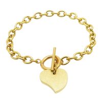 Armband mit Knebelverschluss und Herz verschiedene Farben aus Edelstahl Damen gold