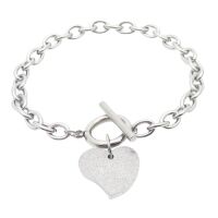 Armband mit Knebelverschluss und Herz verschiedene Farben aus Edelstahl Damen gold