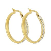Creolen rund mit klaren Kristallen gold 4cm aus Edelstahl...