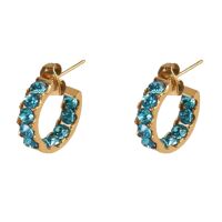 Halbcreolen mit Kristallen gold Edelstahl Damen