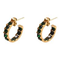 Halbcreolen mit Kristallen gold Edelstahl Damen