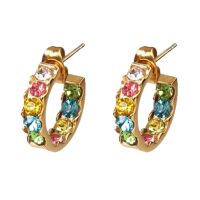 Halbcreolen mit Kristallen verschiedene Farben gold aus Edelstahl Damen rosa