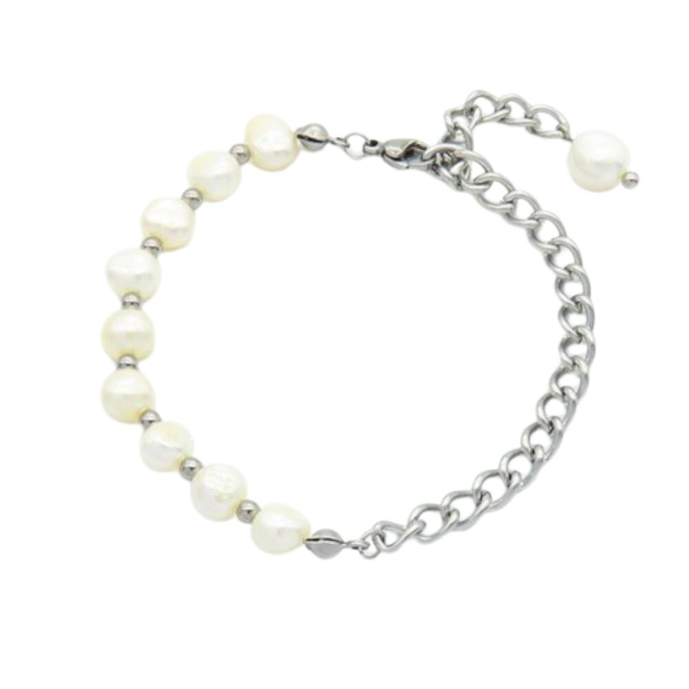 Armband Boho Perlen verschiedene Farben aus Edelstahl Damen silber