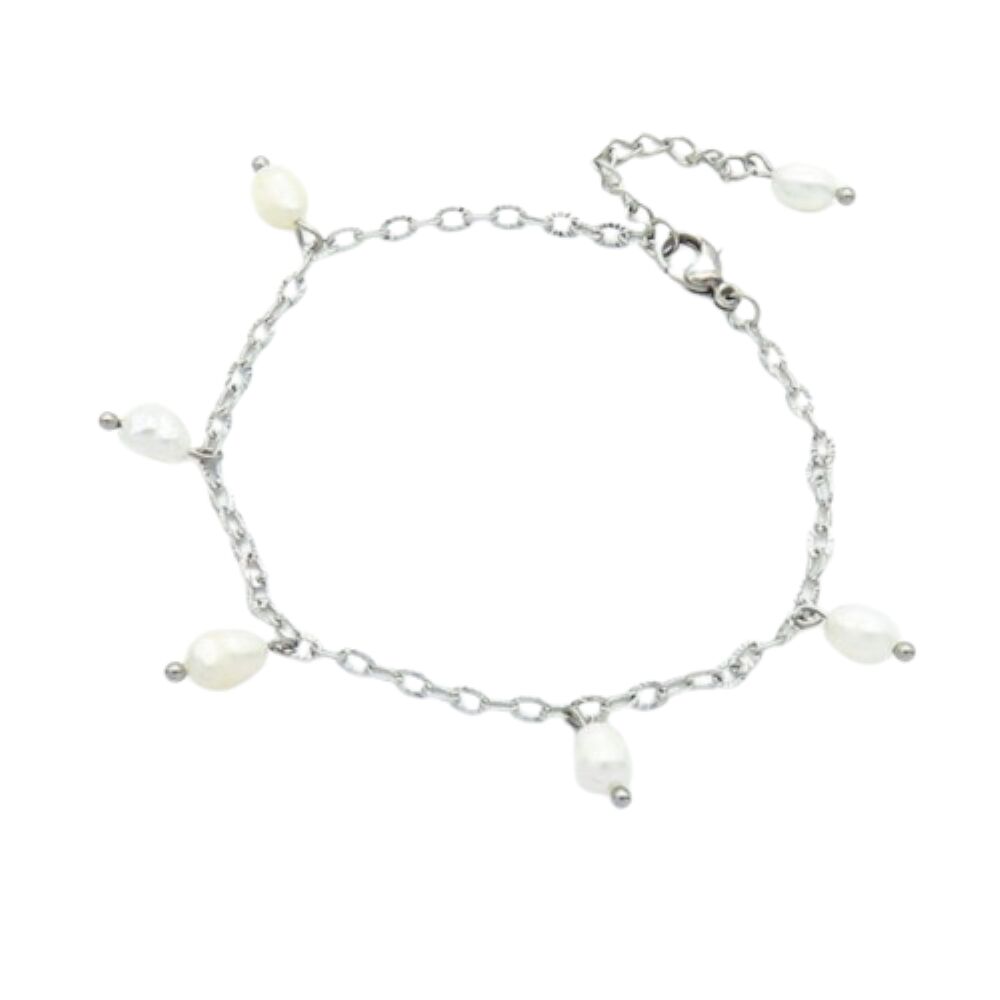 Armband Boho Perlen verschiedene Farben aus Edelstahl Damen silber