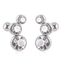 Ohrstecker / Piercing mit Kugelverschluss Kristall Silber Edelstahl Damen