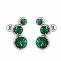 Ohrstecker / Piercing mit Kugelverschluss Kristall verschiedene Farben Silber aus Edelstahl Damen grün