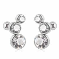 Ohrstecker / Piercing mit Kugelverschluss Kristall verschiedene Farben Silber aus Edelstahl Damen grün