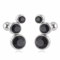 Ohrstecker / Piercing mit Kugelverschluss Kristall verschiedene Farben Silber aus Edelstahl Damen grün