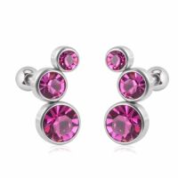 Ohrstecker / Piercing mit Kugelverschluss Kristall verschiedene Farben Silber aus Edelstahl Damen grün
