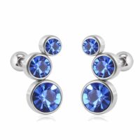 Ohrstecker / Piercing mit Kugelverschluss Kristall verschiedene Farben Silber aus Edelstahl Damen grün