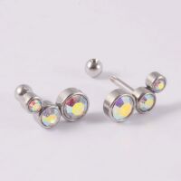 Ohrstecker / Piercing mit Kugelverschluss Kristall verschiedene Farben Silber aus Edelstahl Damen grün