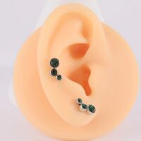 Ohrstecker / Piercing mit Kugelverschluss Kristall verschiedene Farben Silber aus Edelstahl Damen grün
