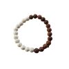 Armband 8mm Perlen Holz/Naturstein Unisex - Holz/Cremé