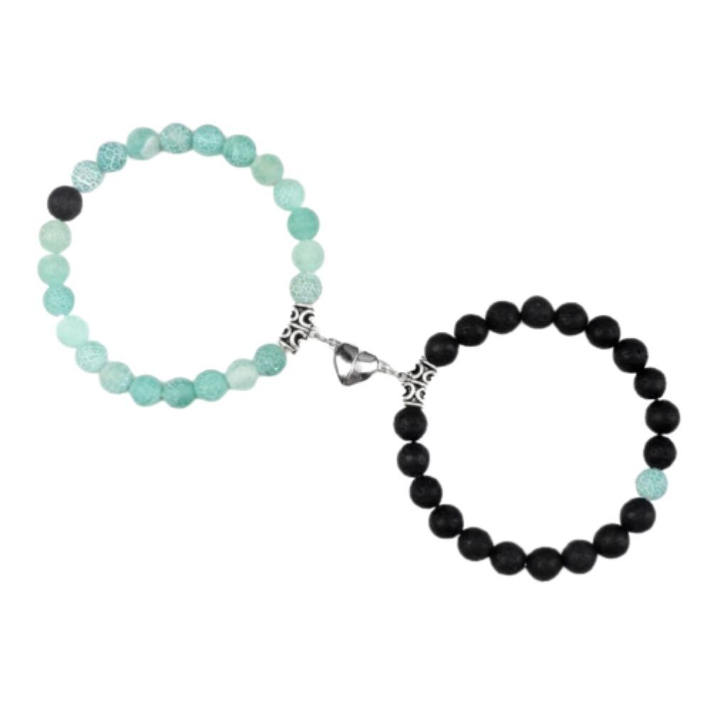 Perlen-Armband für Zwei 8mm mit Magnet Naturstein Unisex