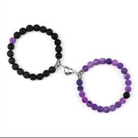 Perlen-Armband für Zwei 8mm mit Magnet Naturstein...