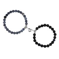 Perlen-Armband für Zwei 8mm mit Magnet Naturstein Unisex