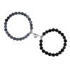 Perlen-Armband für Zwei 8mm mit Magnet Naturstein Unisex - Achat trifft Lavastein