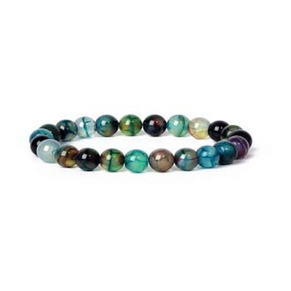Armband Naturstein-Perlen verschiedene Farben Unisex Achat-Mix blau