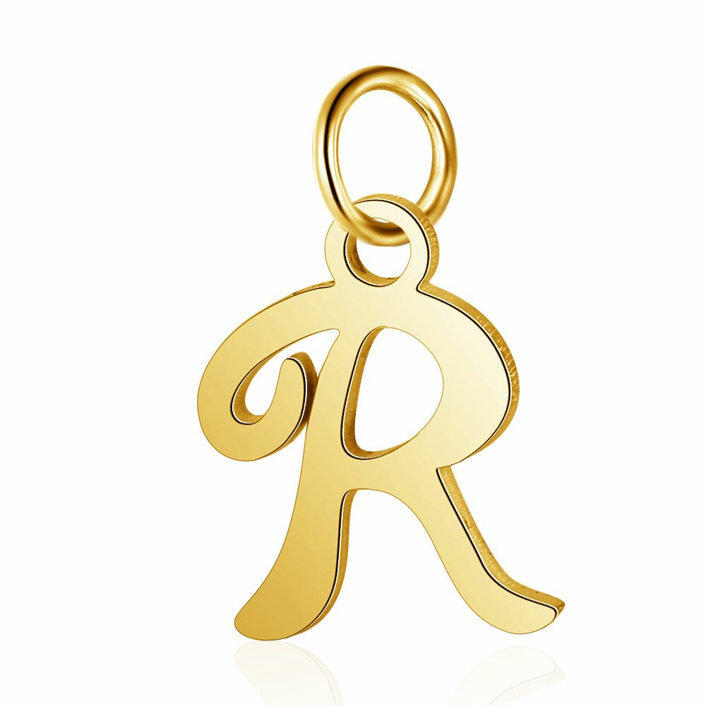 Anhänger Buchstaben Gold aus Edelstahl Unisex R