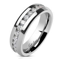 67 (21.3) Paar-Ring Kristall Eternity Silber aus Edelstahl Unisex