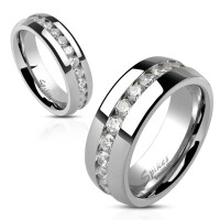 67 (21.3) Paar-Ring Kristall Eternity Silber aus Edelstahl Unisex
