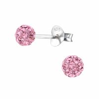 Ohrstecker Discokugel rosa 3mm aus 925 Silber Damen