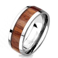 62 (19.7) Titan Ring mit edlem braunem Holz Mittelring...