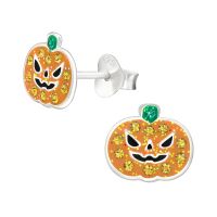 Ohrstecker Halloween K&uuml;rbis mit Zirkonia aus 925 Silber