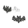 Ohrstecker Glitzer-Fledermfür Halloween-Fans schwarz 925 Silber
