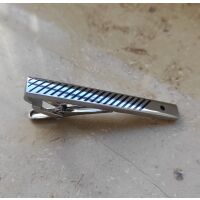 Krawattenklammer Clip klassisch elegant Messing - Silber schwarzen