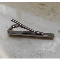 Krawattenklammer Clip klassisch elegant Messing - Silber schwarzen