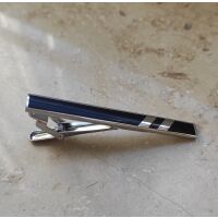 Krawattenklammer Clip klassisch elegant Messing - Schwarz