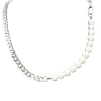 Mixkette Perlen und Ketten-Glieder silber aus Edelstahl...