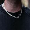 Mixkette Perlen und Ketten-Glieder silber aus Edelstahl Unisex