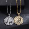 Kette mit Amulett-Anhänger "Allah" 59cm Silber Gold Edelstahl Unisex