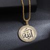 Kette mit Amulett-Anhänger "Allah" 59cm Silber Gold Edelstahl Unisex
