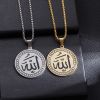 Kette mit Amulett-Anhänger "Allah" 59cm Silber oder Gold Edelstahl Unisex