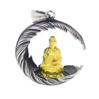 Anhänger Goldener Buddha mit Feder silber aus...