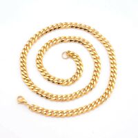 Panzerkette Gold massiv 7mm breit 60cm lang aus Edelstahl Unisex