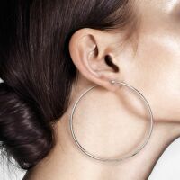 Creolen Klassisch schmal Silber aus Edelstahl Damen - 55 mm