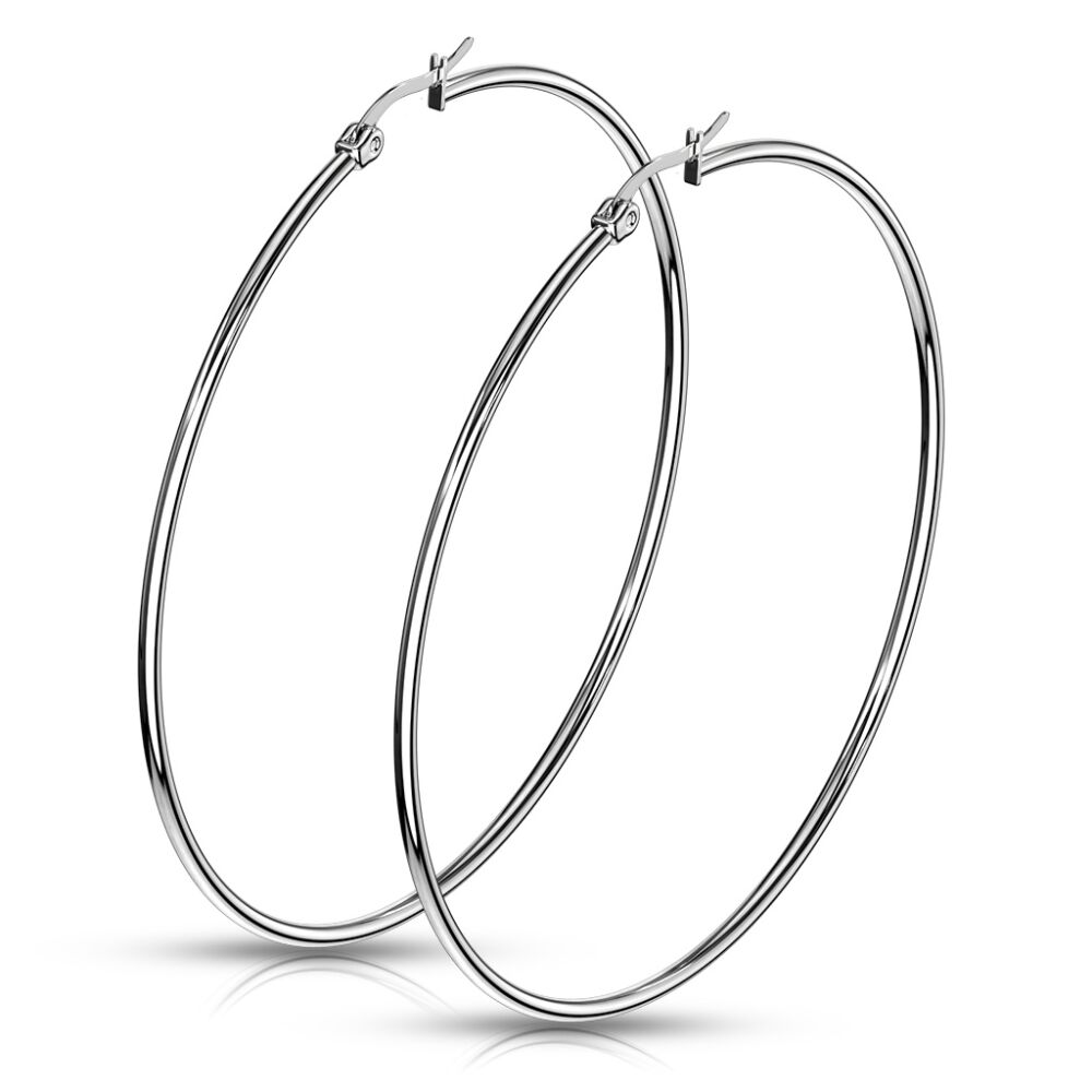 Creolen Klassisch schmal Silber aus Edelstahl Damen - 70 mm